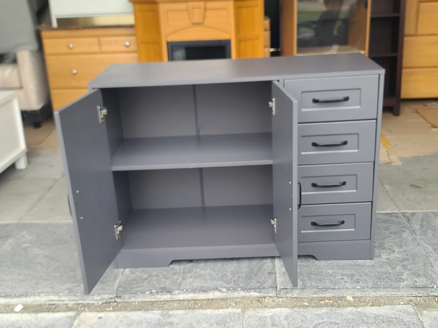 Grey Sideboard Buffet Cabinet with 4 Drawers and 2 Doors - photo 2