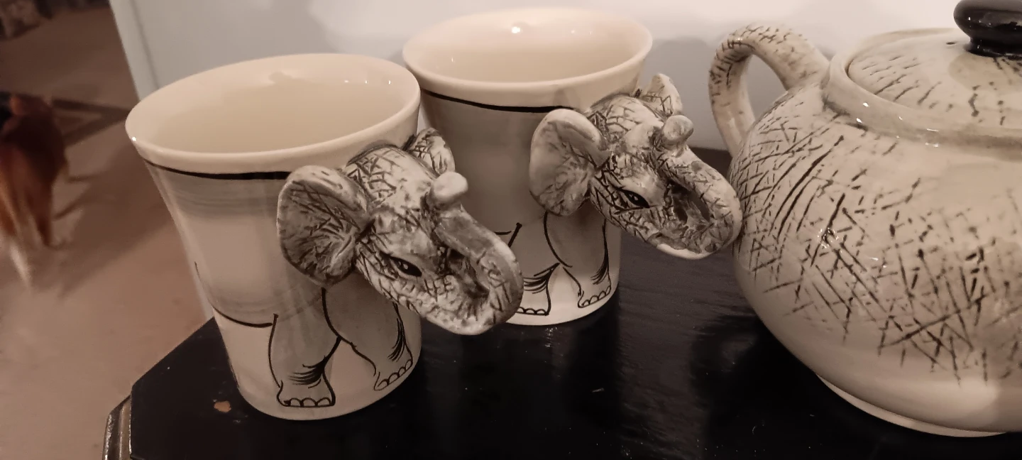 Elephant Theme Ceramic Teapot and Cup Set - photo 3
