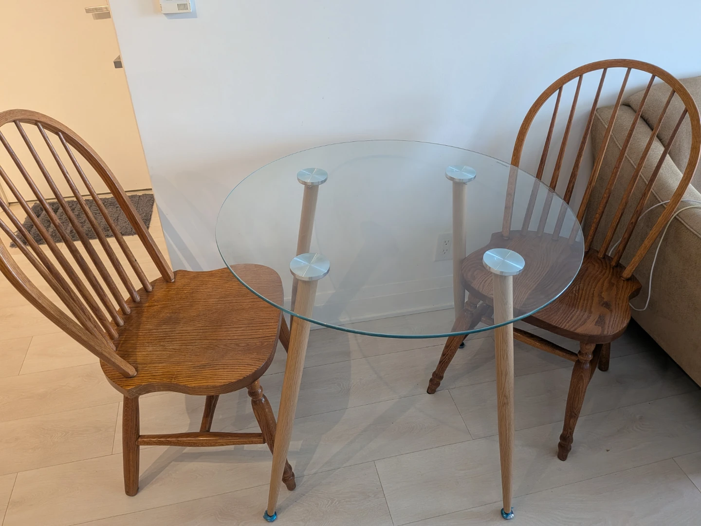 Move out sale: Glass top bistro table with metal legs