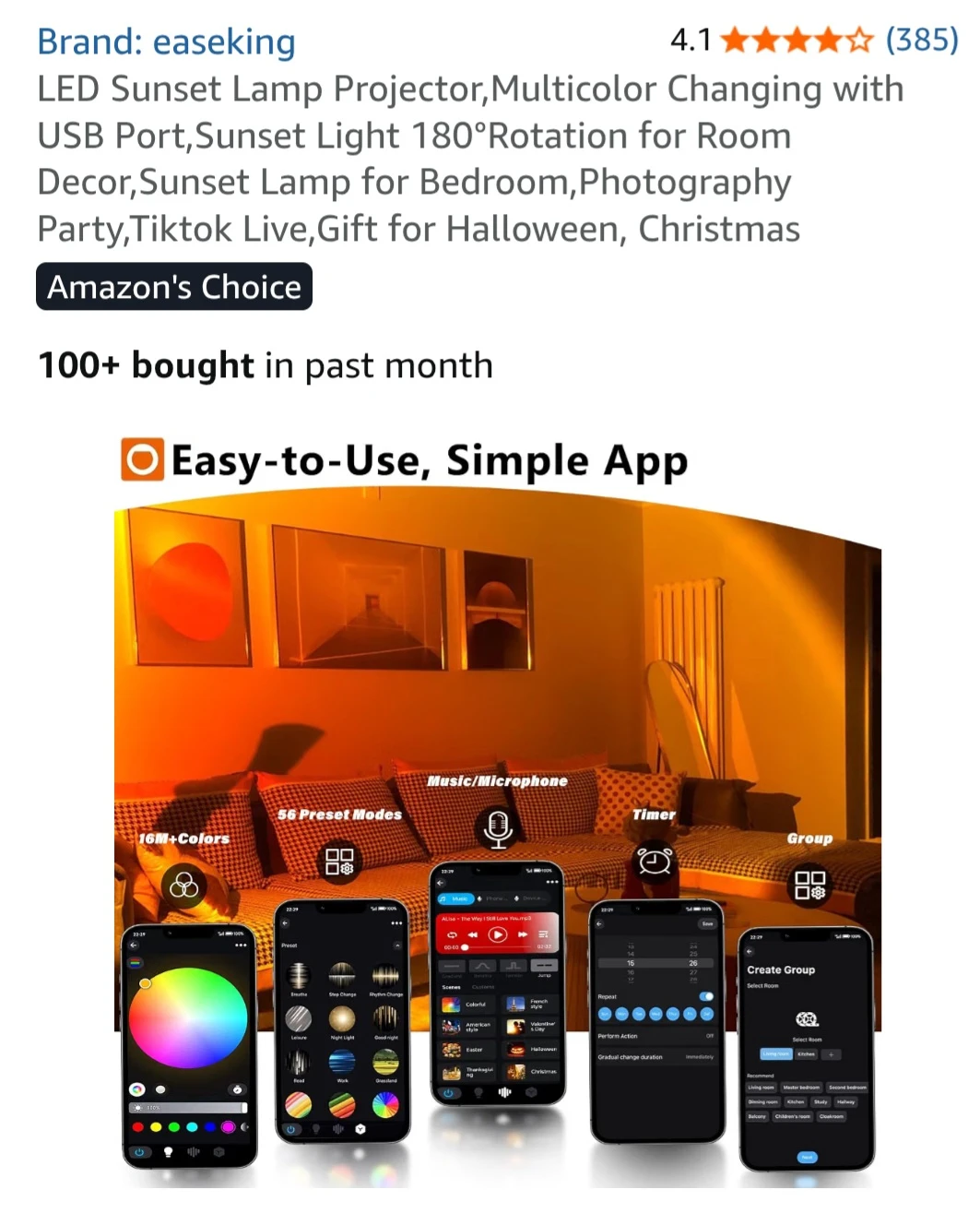 Easeking LED Sunset Lamp Projector - photo 3