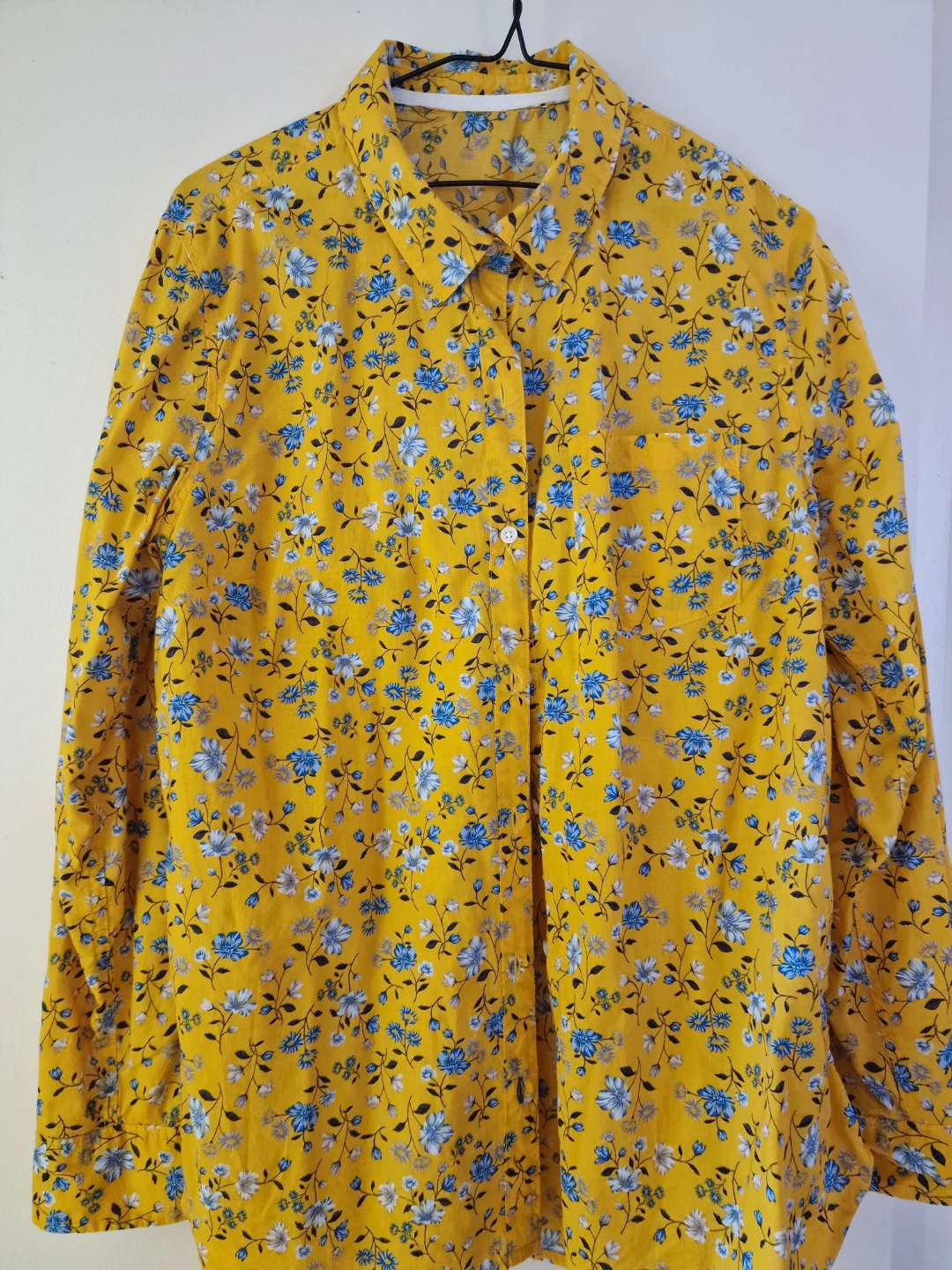 Yellow Floral Cotton Button-Down Shirt