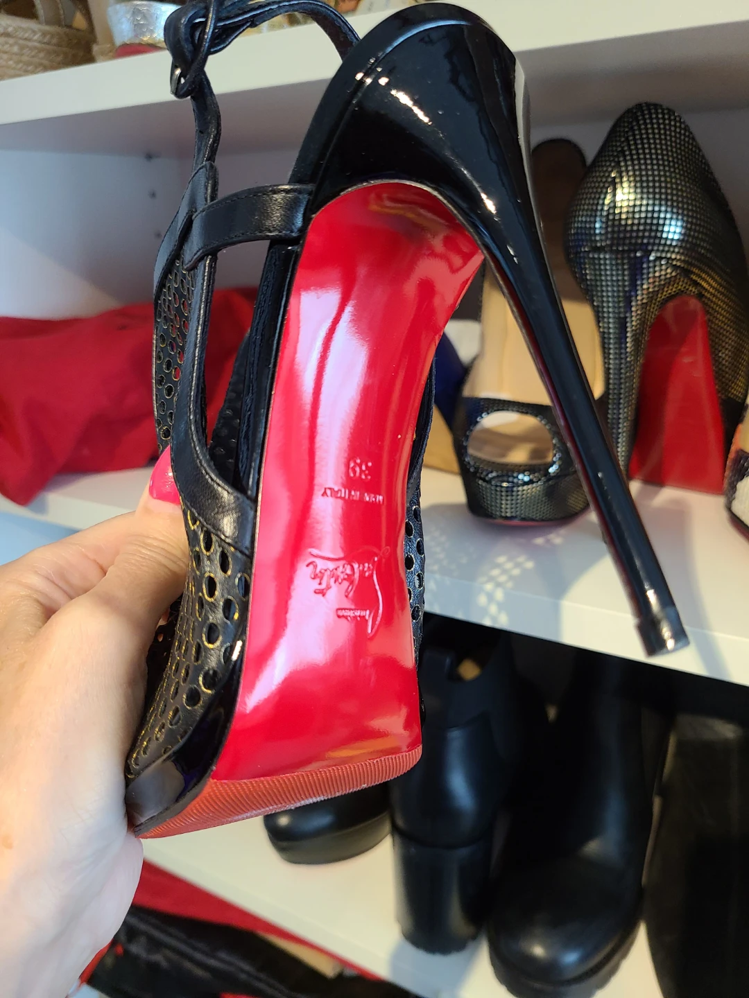 Christian Louboutin Black Mesh Slingback Heels - photo 5