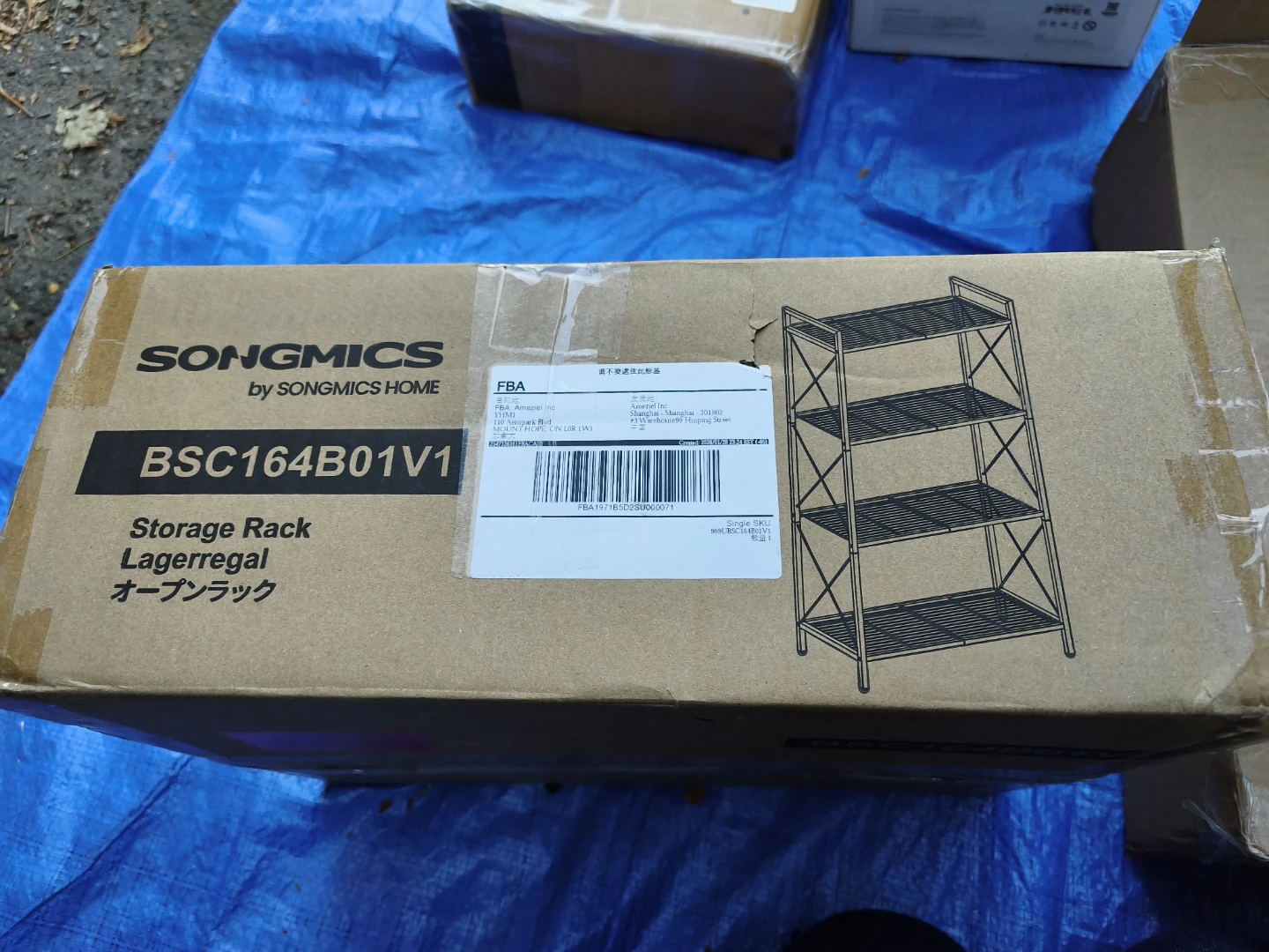SONGMICS 4-Tier Metal Storage Rack - Ink Black