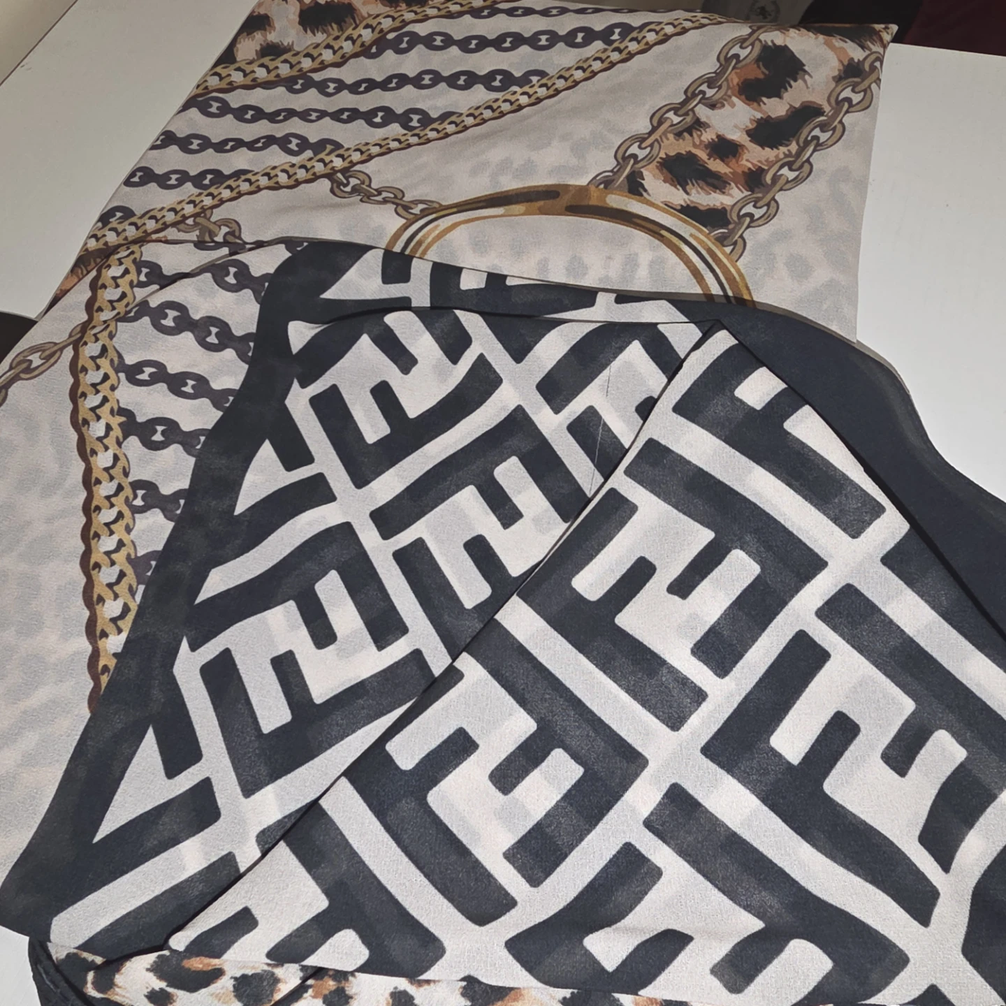 Leopard and Logo Scarf