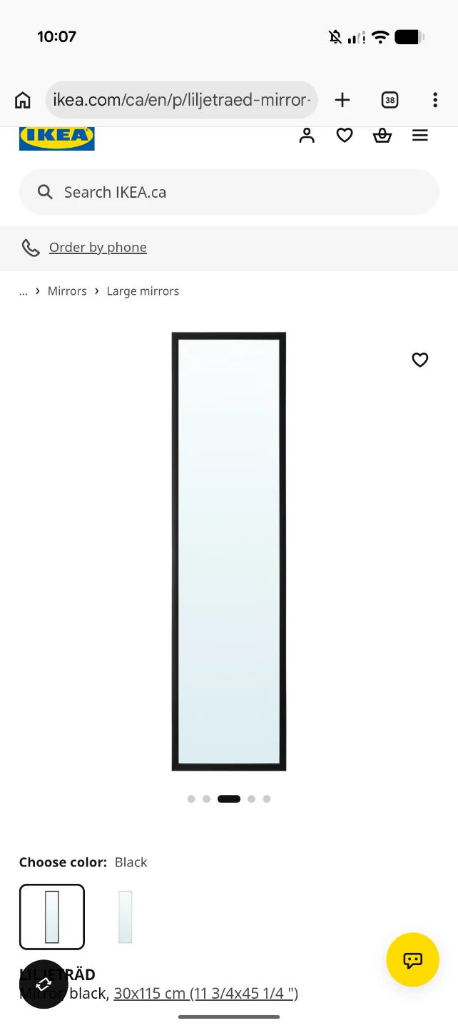 IKEA LILJETRÄD mirror, black