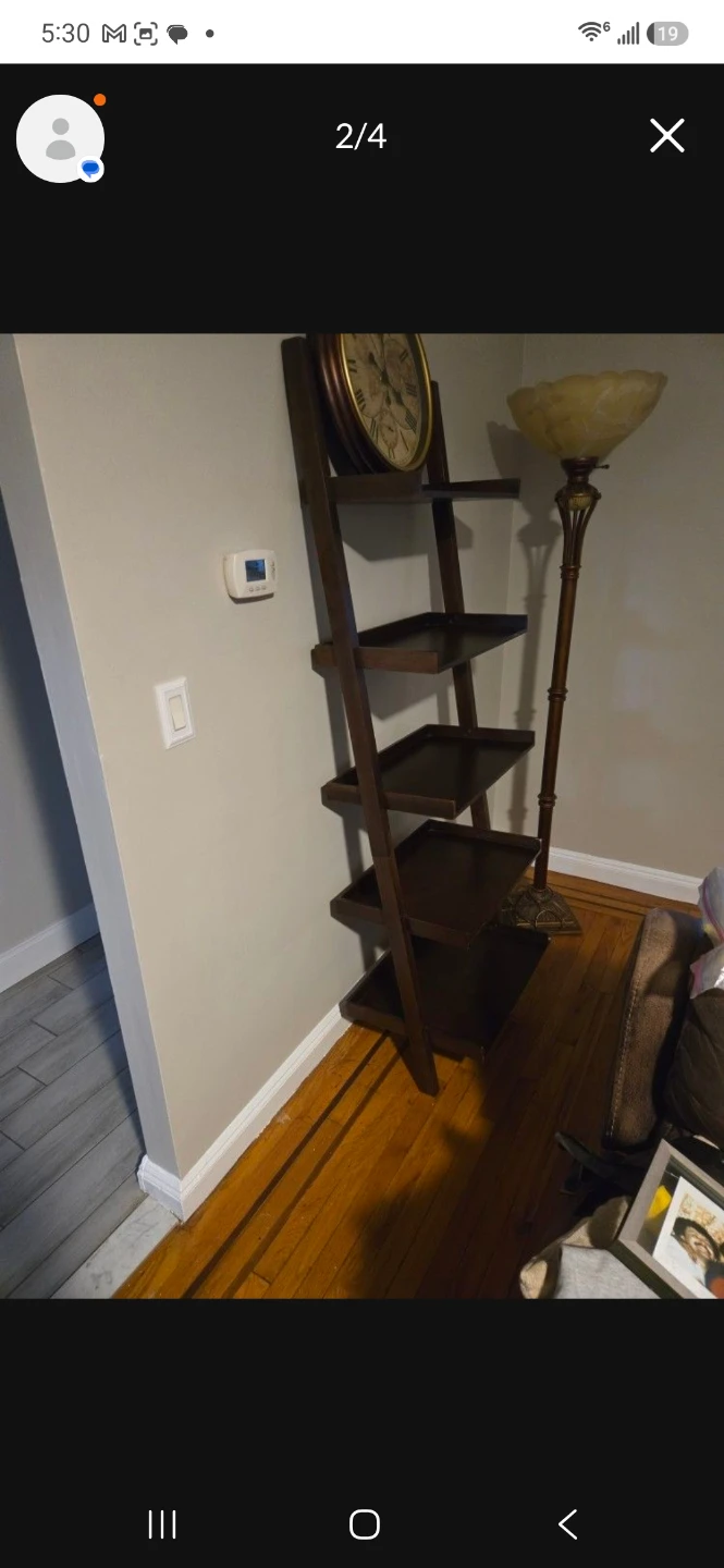 Dark Brown Wood Ladder Shelf - photo 3