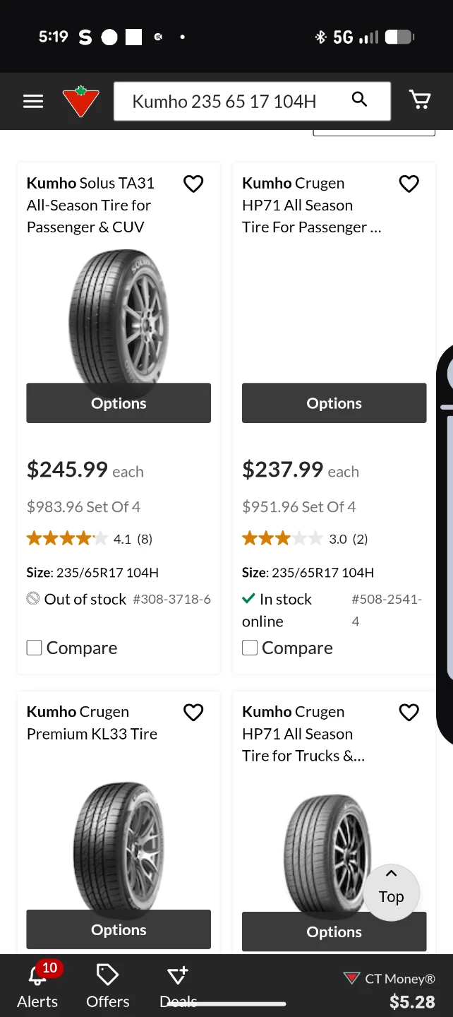 Kumho Crugen 235/65R17 104H Tire