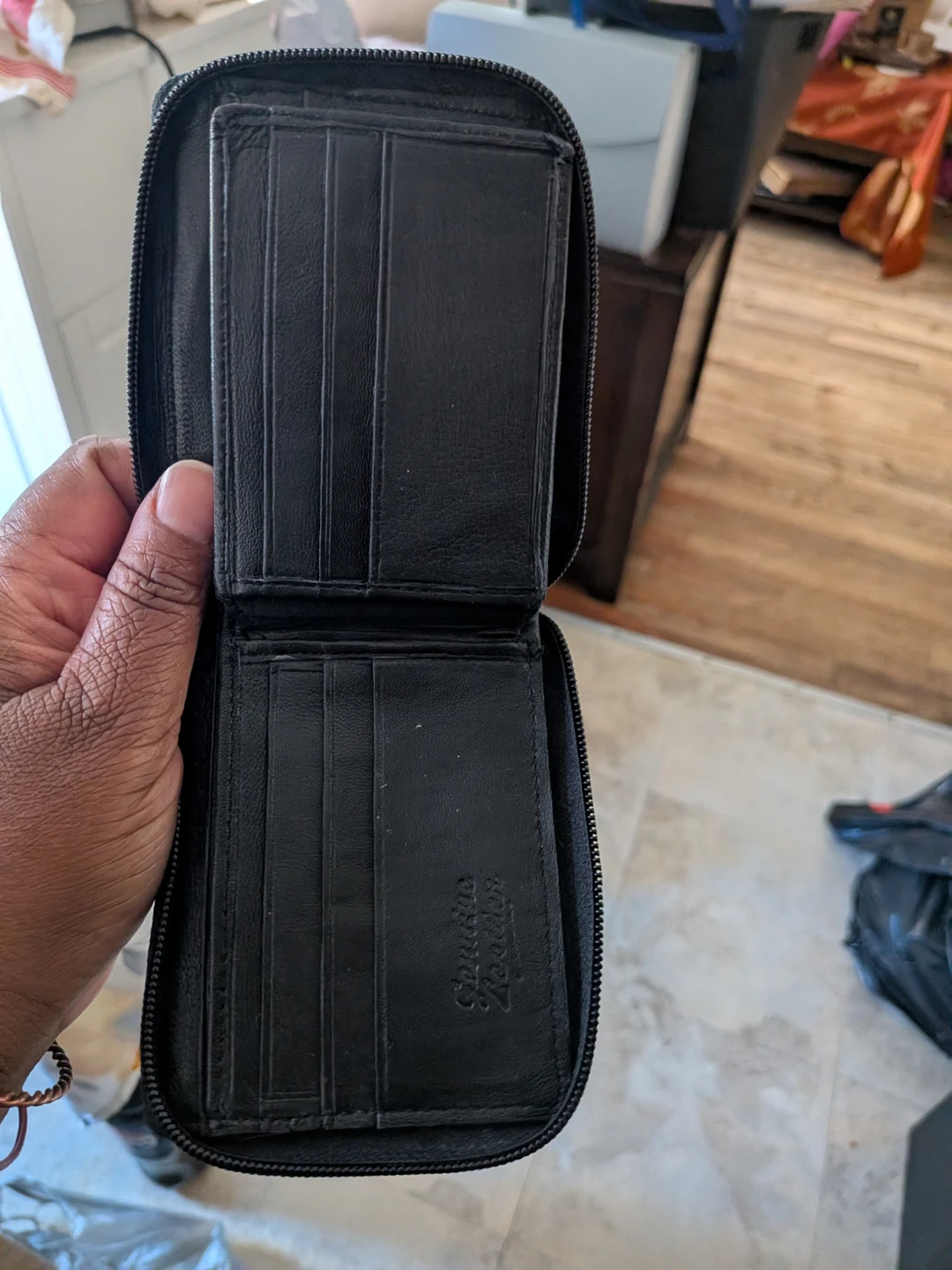 Black Genuine Leather Zip-Around Wallet - photo 2