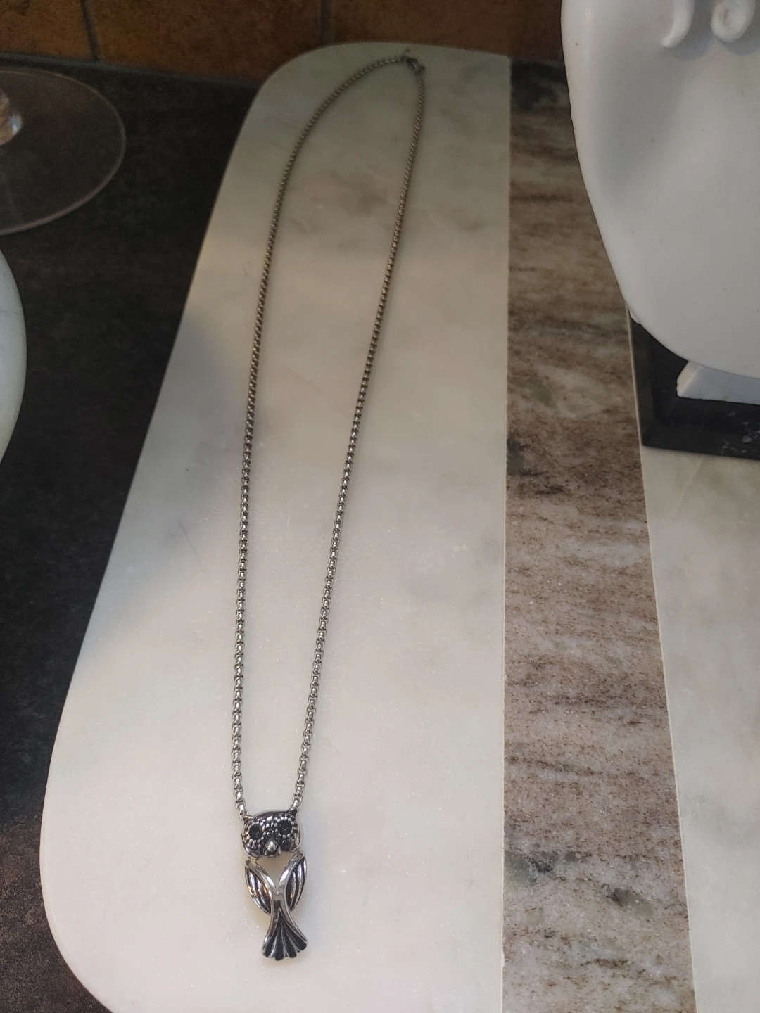 Silver-toned Owl Pendant Necklace New - photo 3