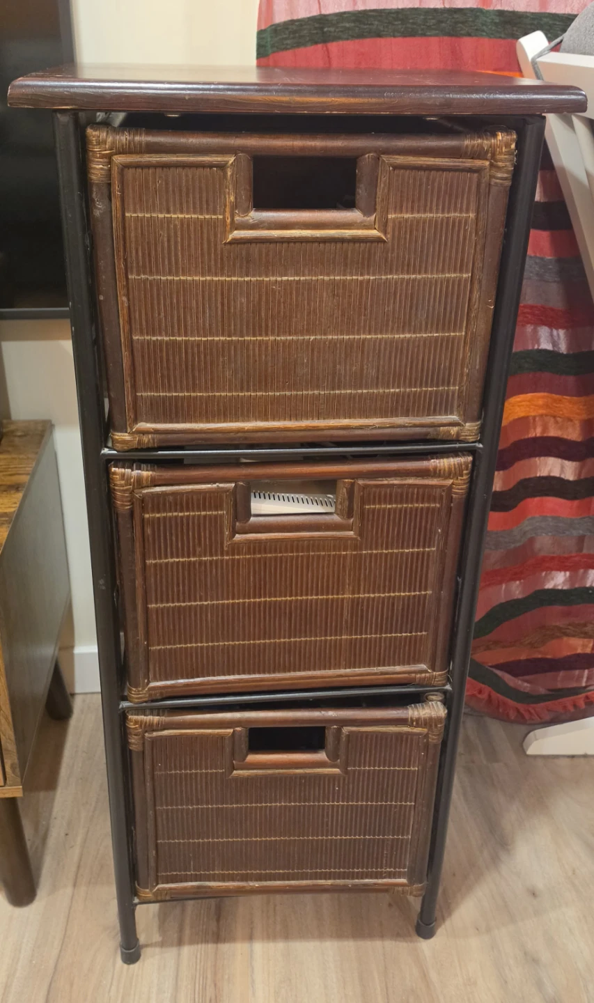 3-Drawer Rattan Storage Unit