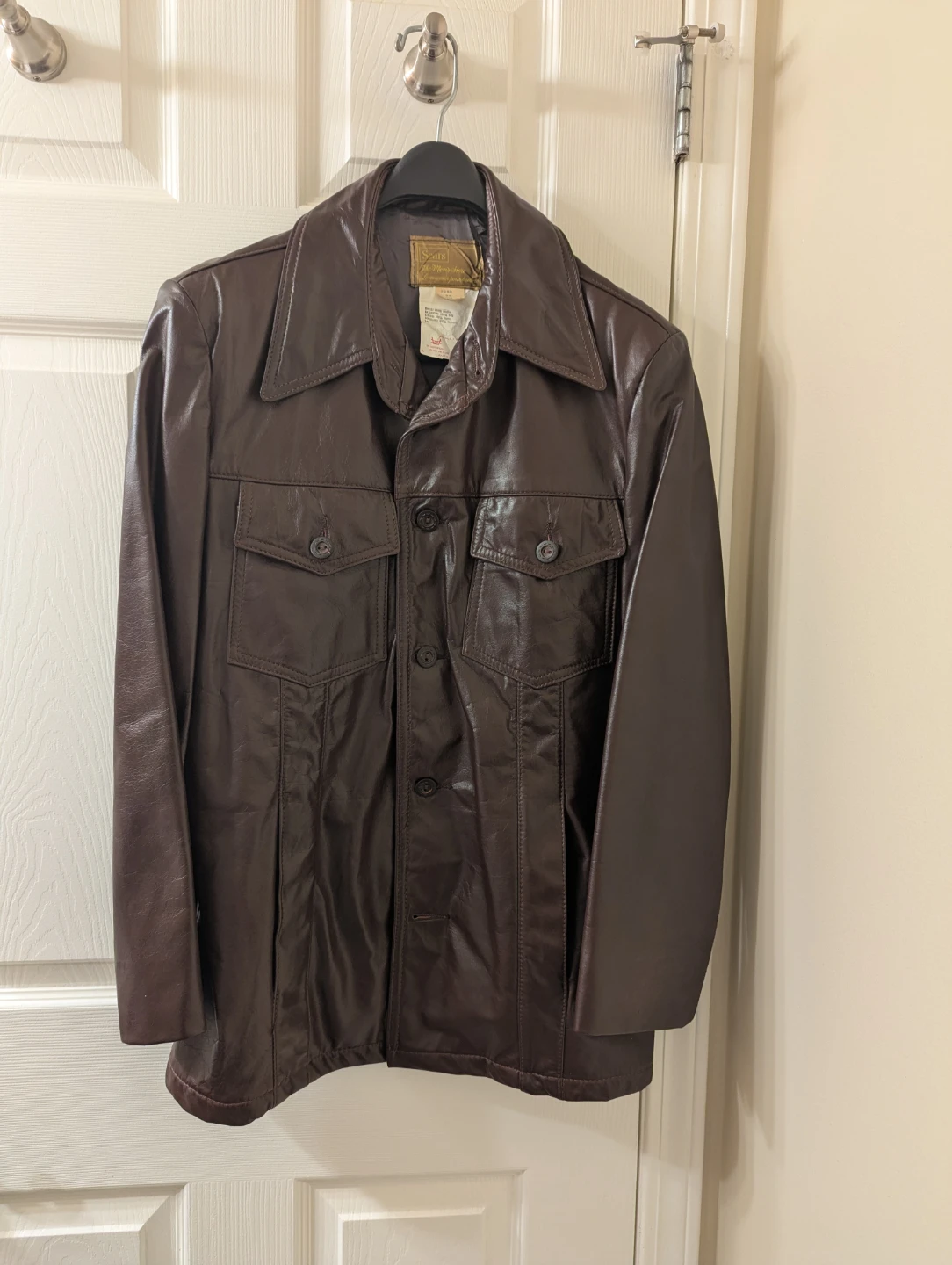 Vintage Sears Men's Leather Jacket Brown Size 38