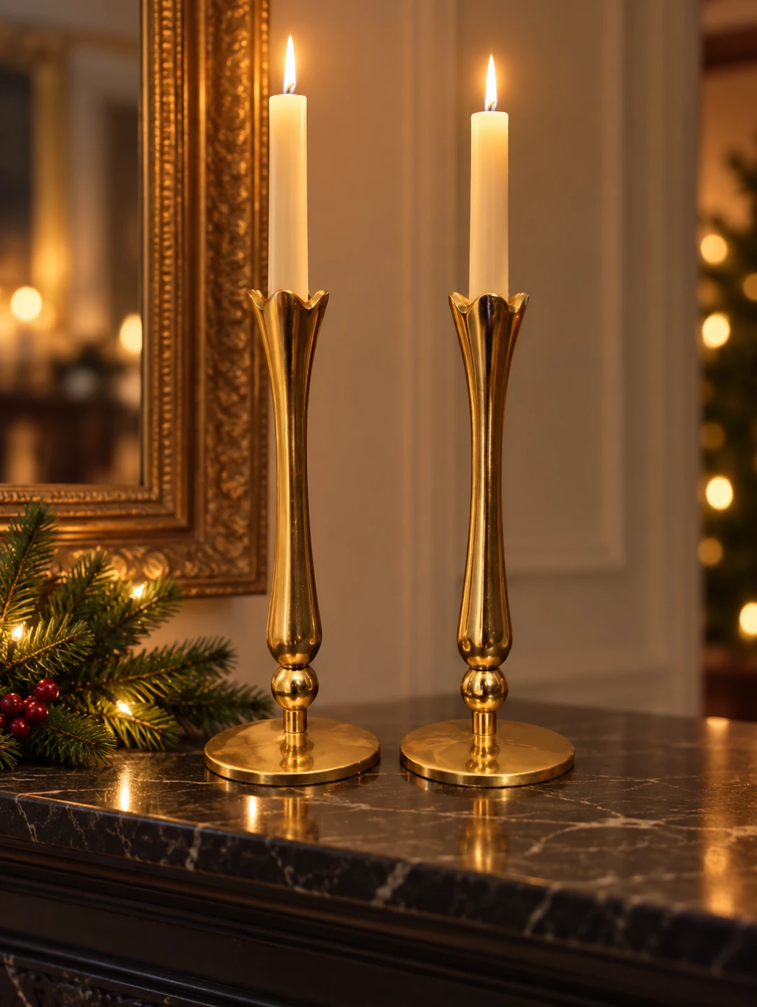 Pair of 70s Brass Candle Holders - photo 3