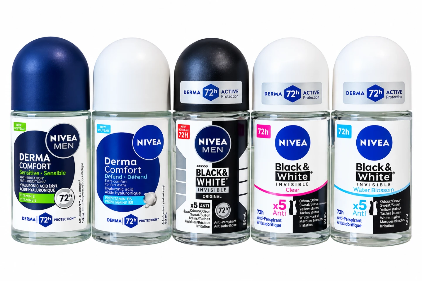 5 Nivea 72h Anti-Perspirant Roll-Ons