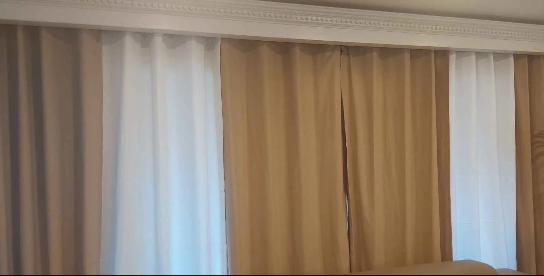 Set of Beige and White Curtains - photo 2