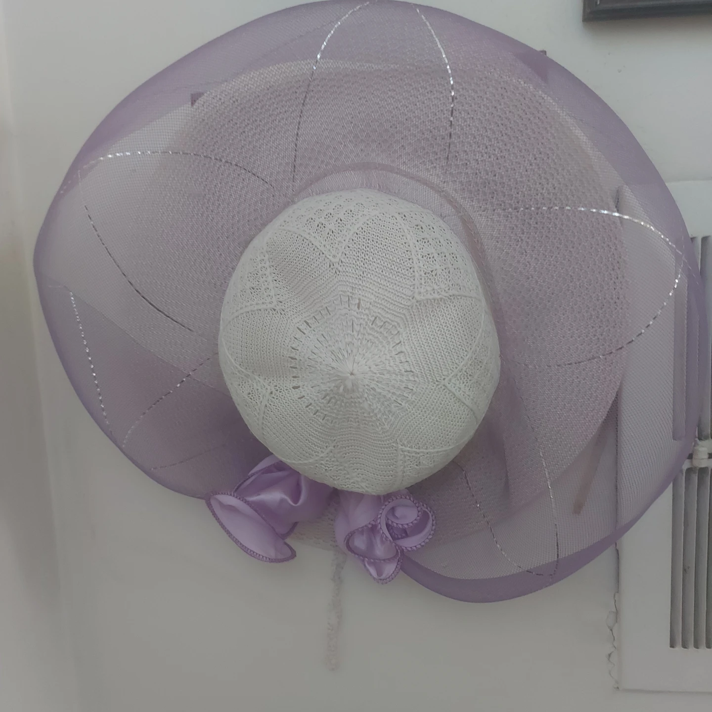 Women's Wide Brim Sun Hat with Purple Mesh