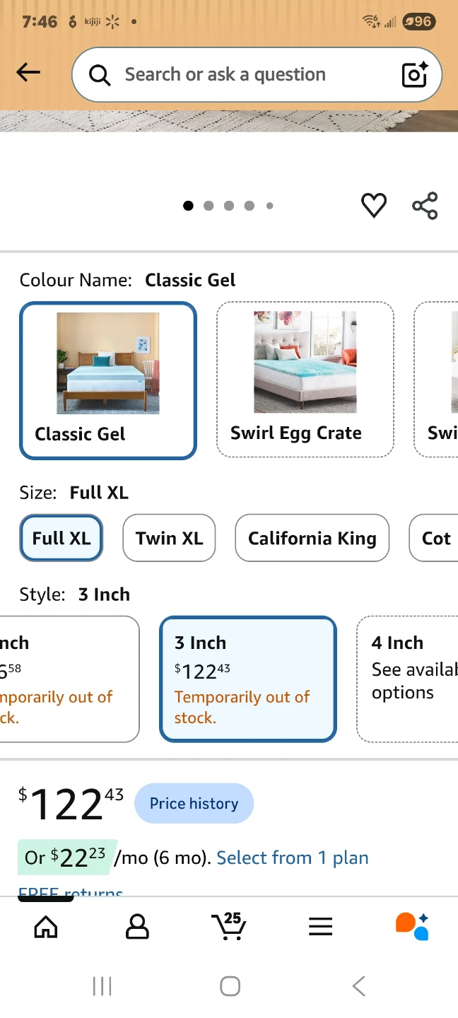 Linenspa 3" Gel Memory Foam Mattress Topper - Full XL - photo 2