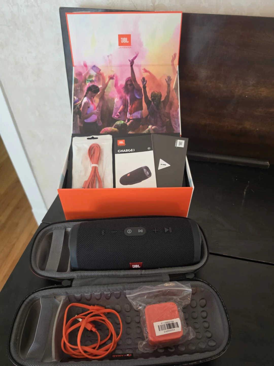 JBL Charge 3 Bluetooth Speaker with Box, Charger & Carrying Case