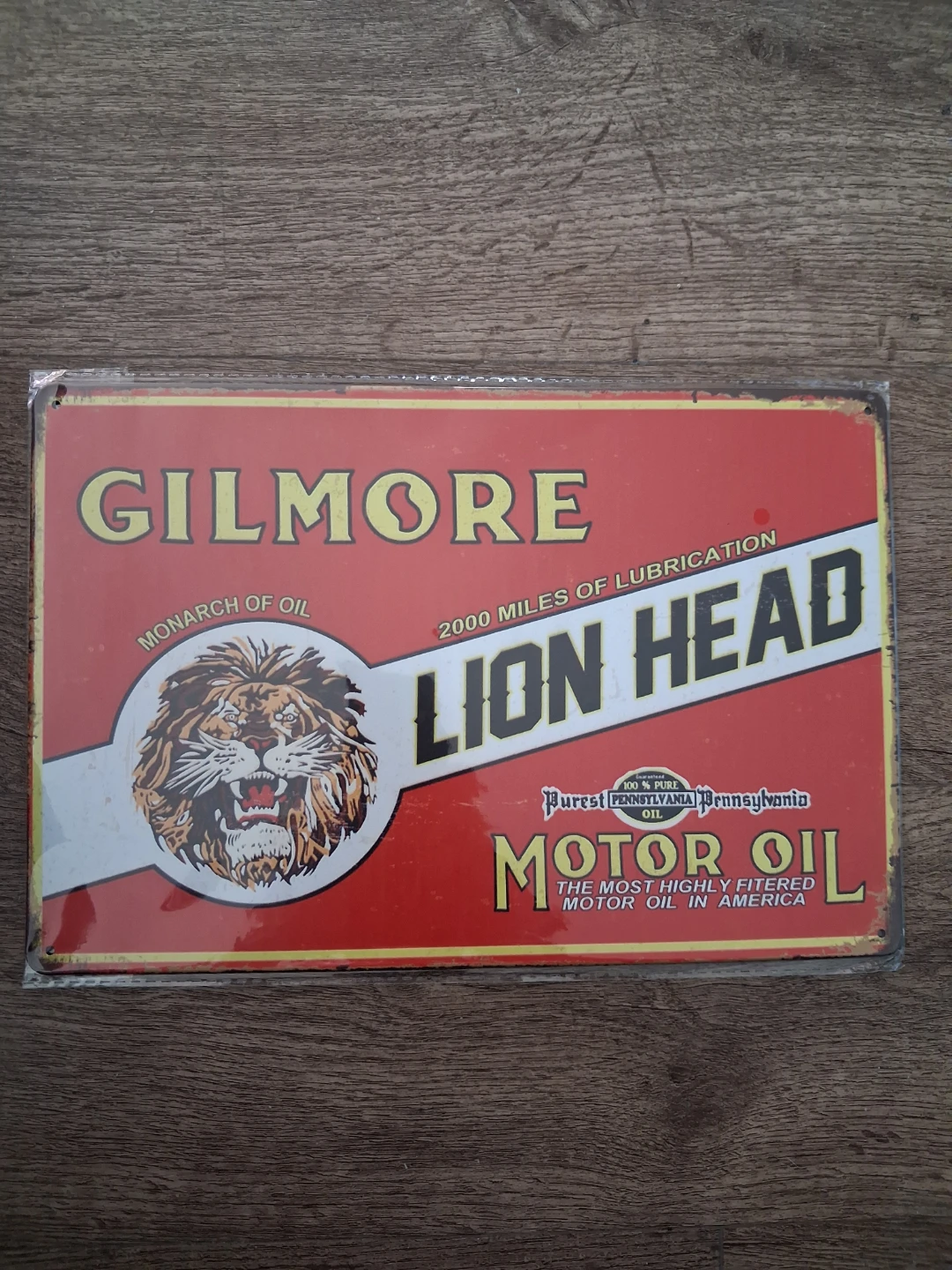 Gilmore Lion Head Motor Oil Metal Sign