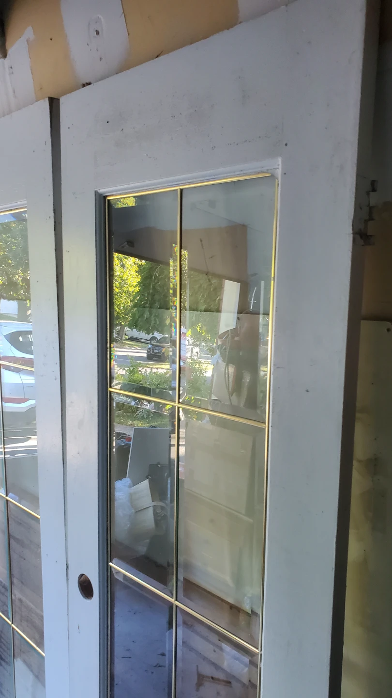 Set of Two White French Doors with Brass Grille - photo 4