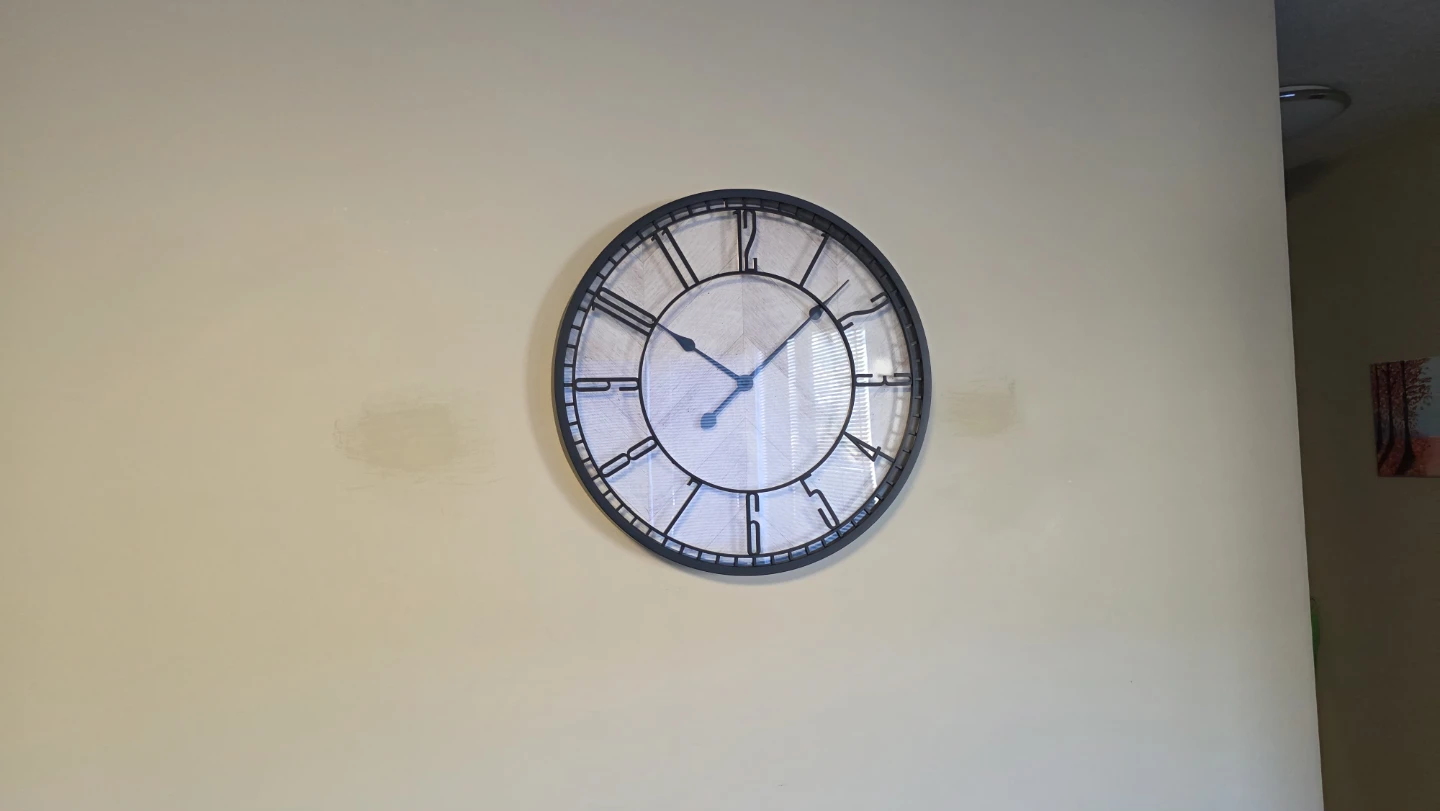 Large Round Wall Clock with Wood Textured/Pattern