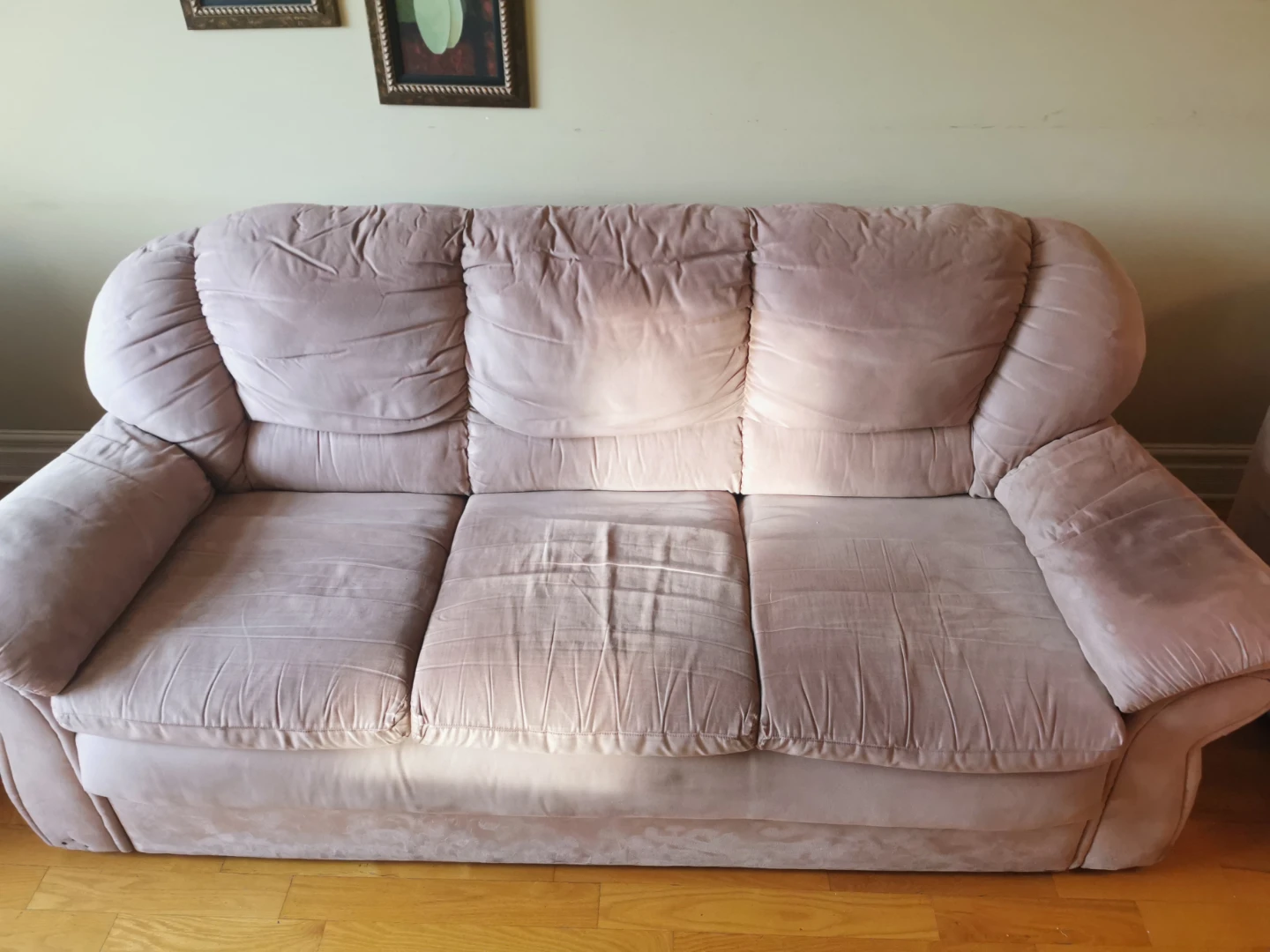 Three-seater beige couch