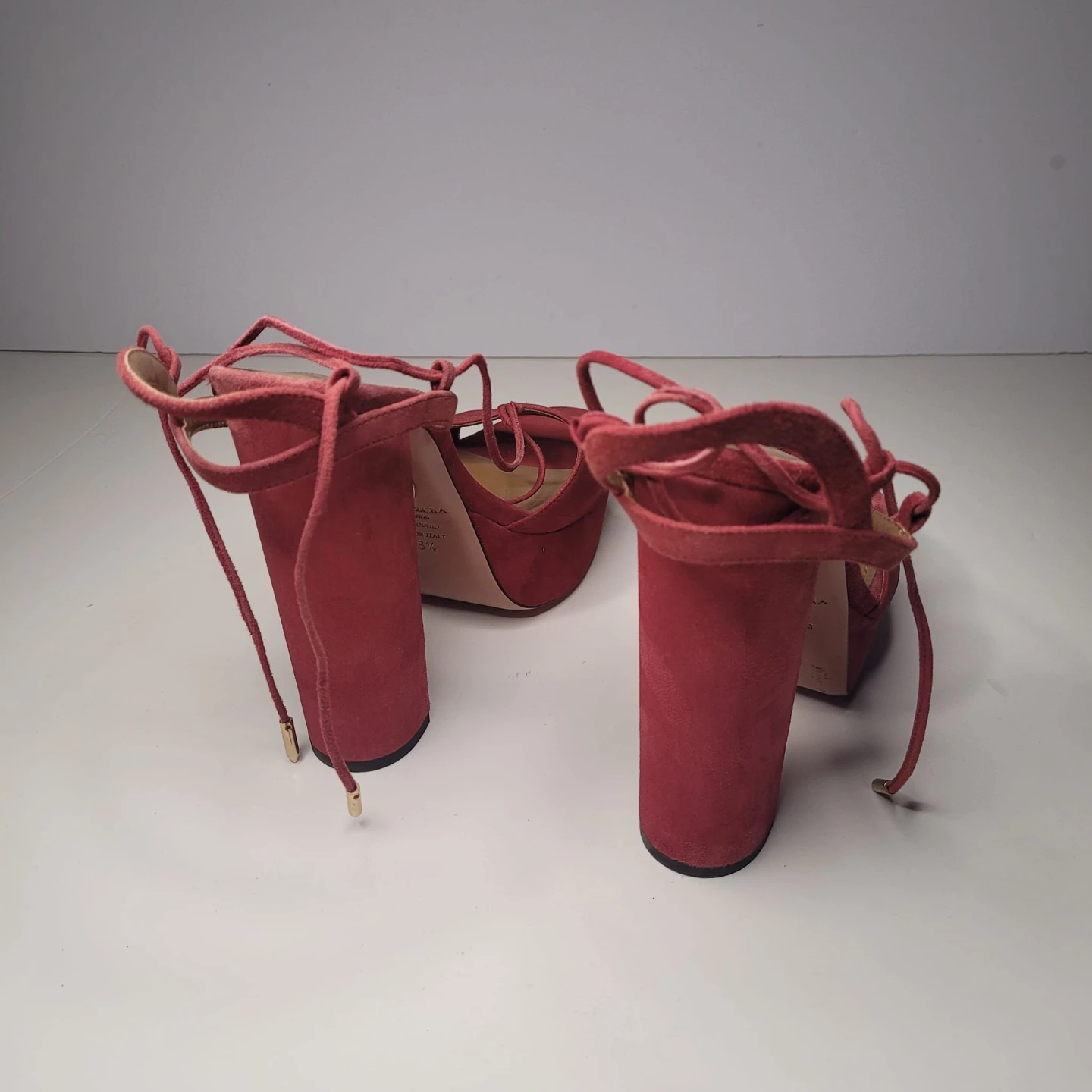 Aquazzura Suede Lace-Up Platform Heels - photo 2