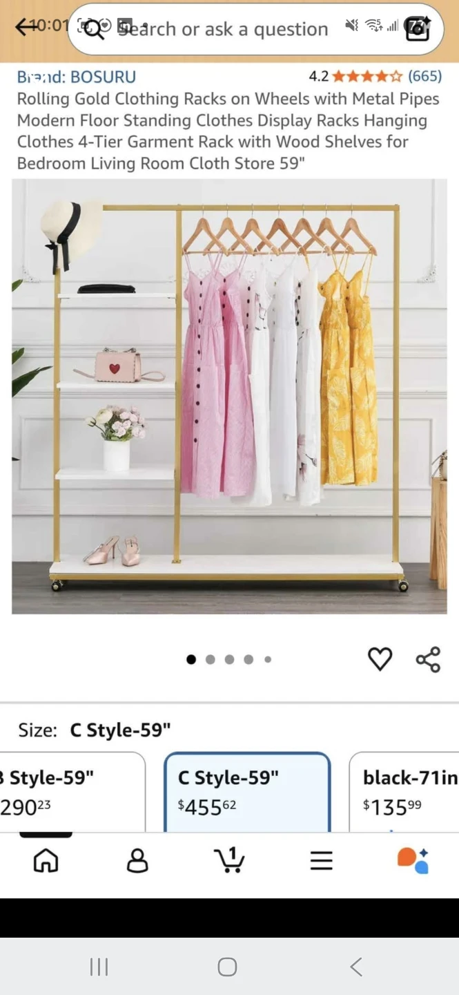 BOSURU Rolling Gold Garment Rack 59" - photo 3