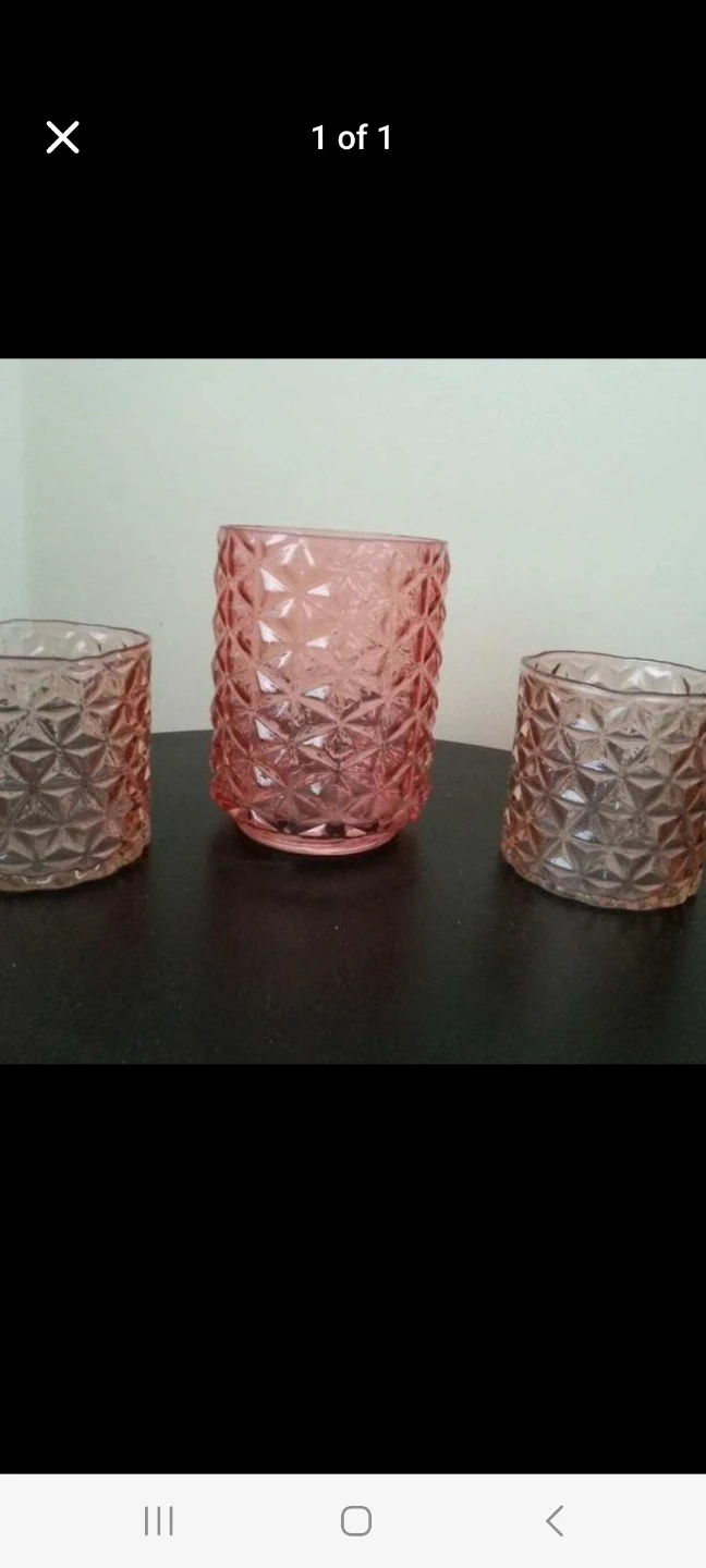 Set of 3 Pink Geometric Glass Candle Holders