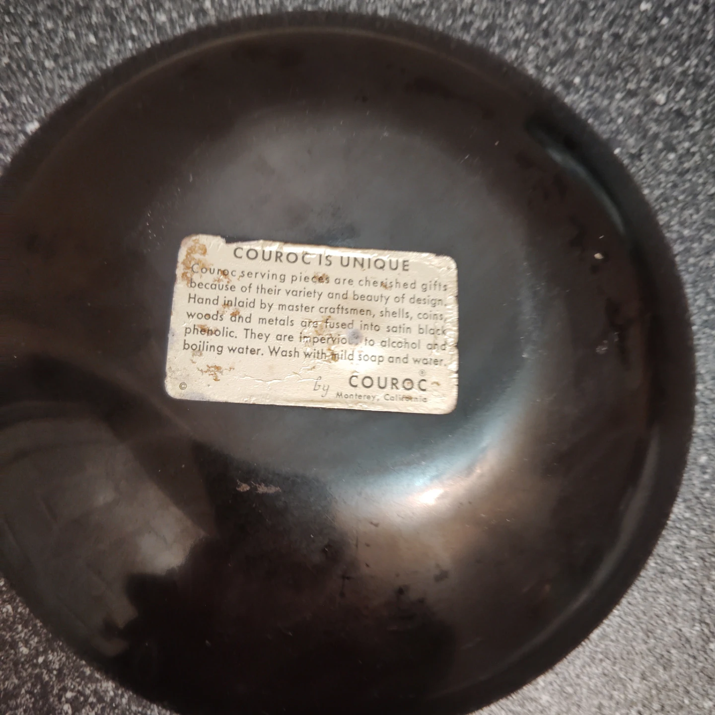 Couroc of Monterey Black Phenolic Rose Serving Bowl - photo 3