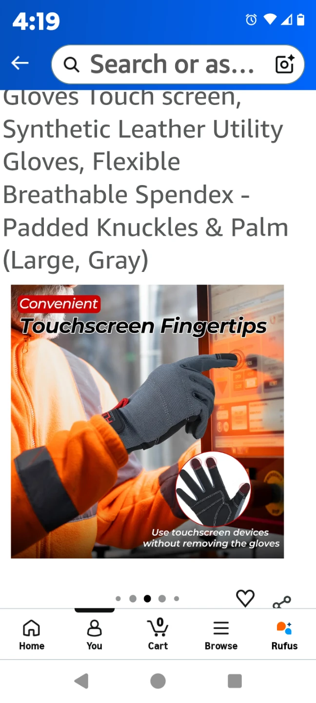 Handlandy Mens Utility Work Gloves, Large, Gray - photo 4