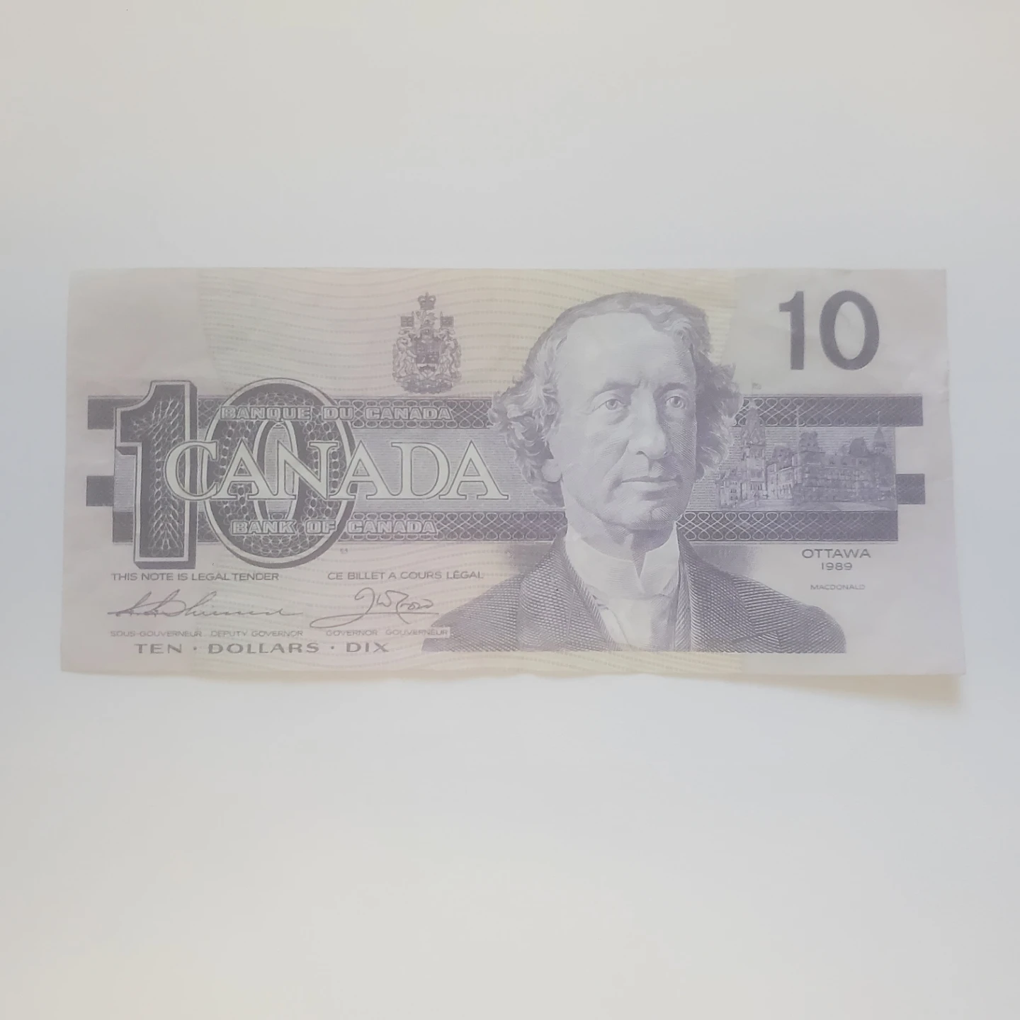 1989 Bank of Canada Ten Dollar Bill