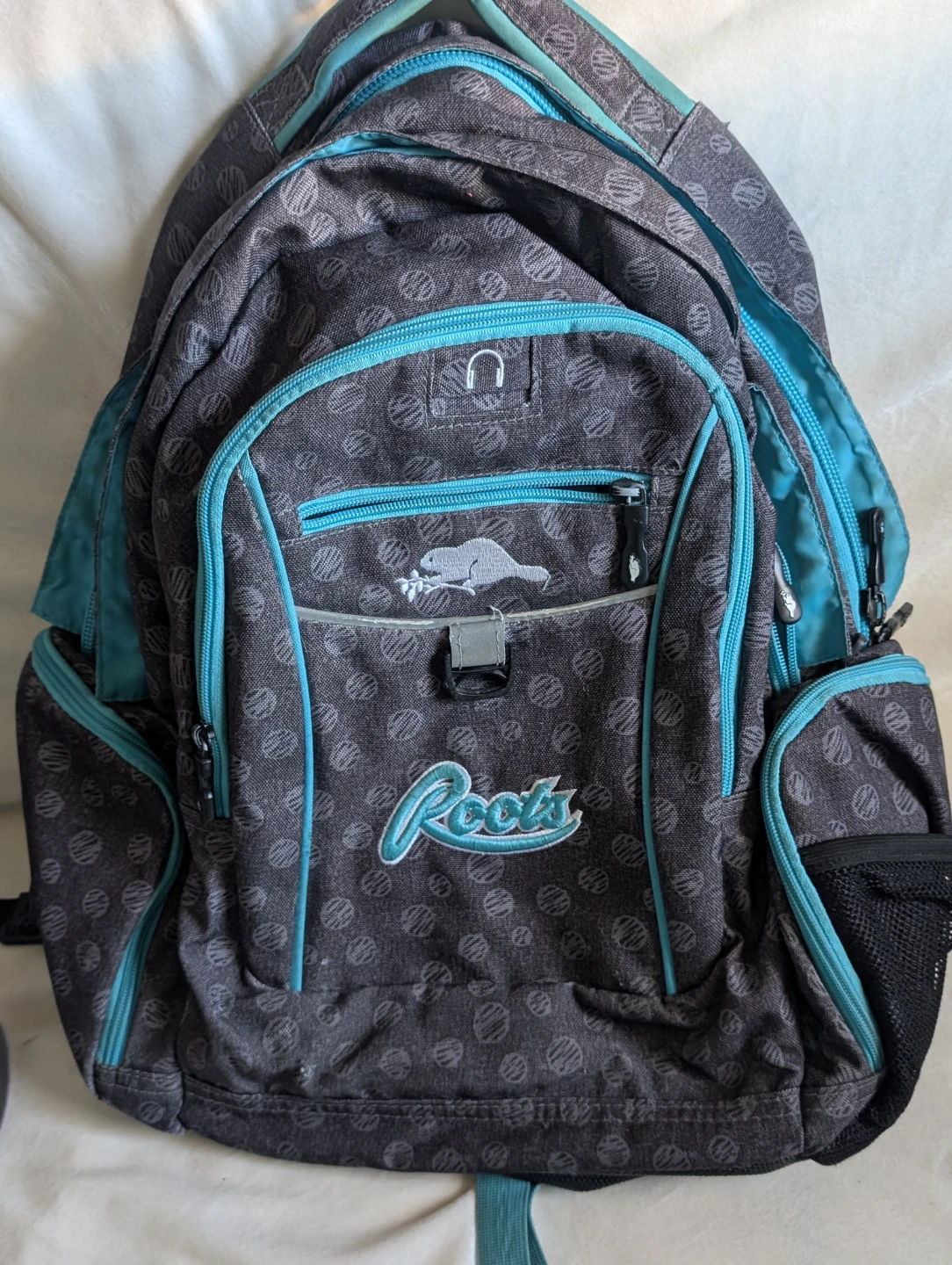 Roots Backpack Grey and Teal