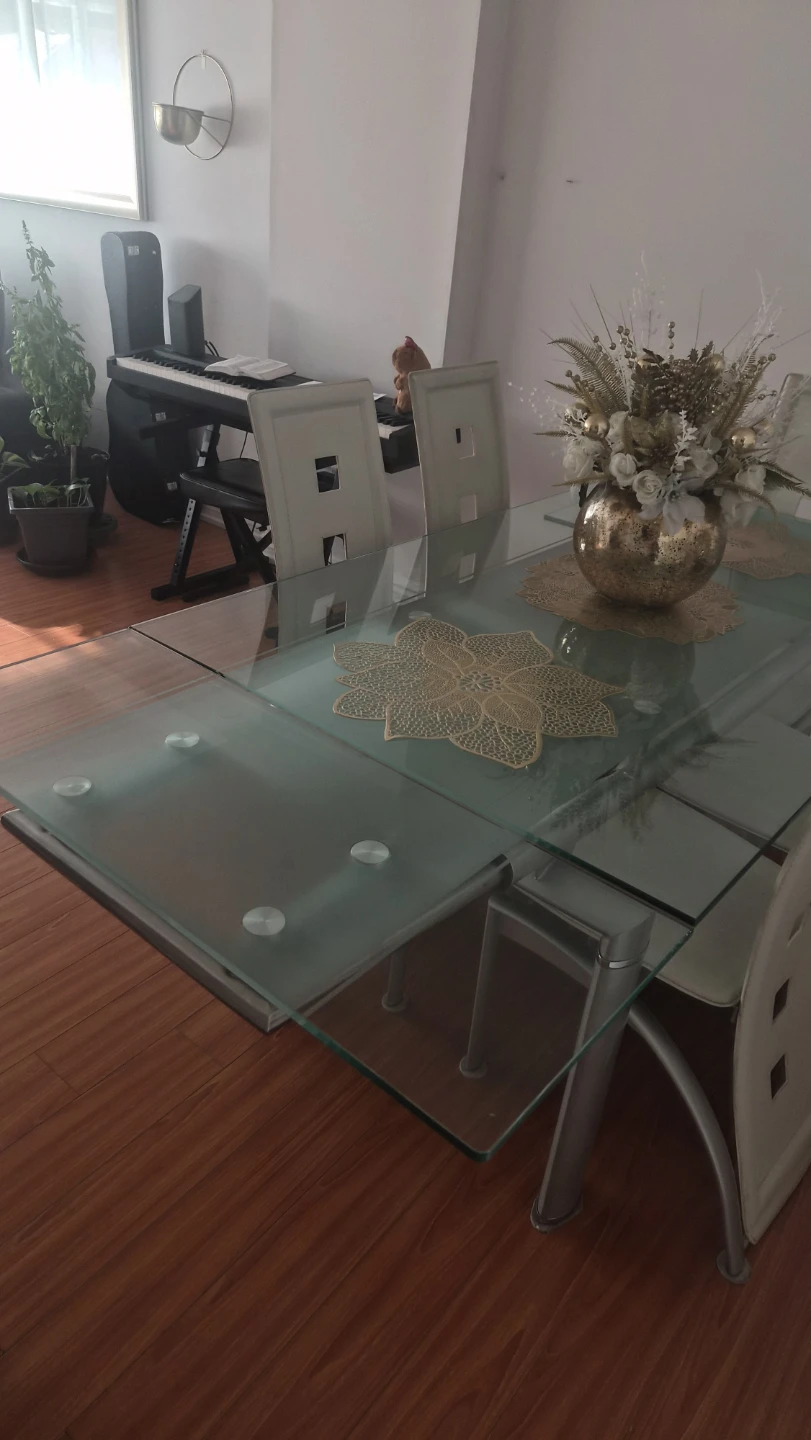 Glass Dining Table with 6 White Chairs - photo 3