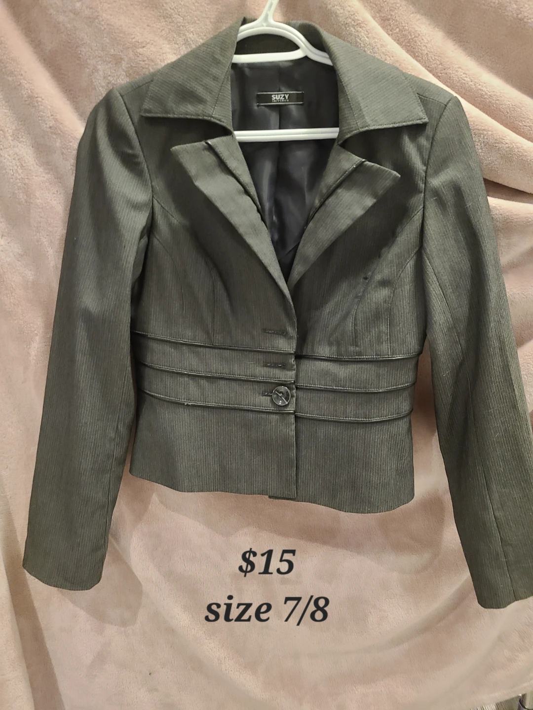 Suzy Shier Grey Pinstripe Blazer