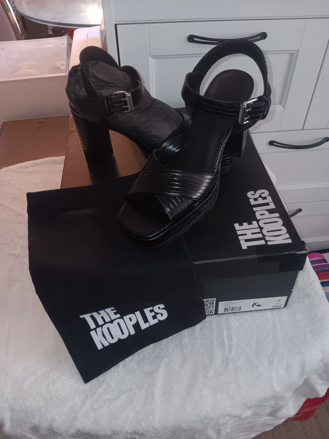 The Kooples Black Leather Sandals