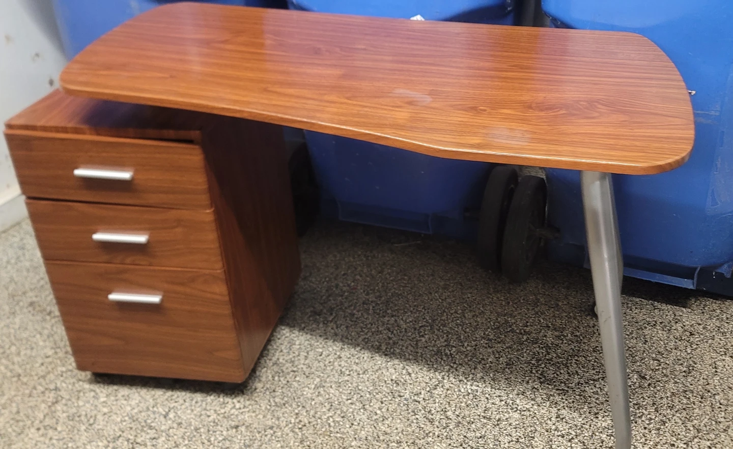 Modern Wood-Finish Desk with 3 Drawers - photo 3