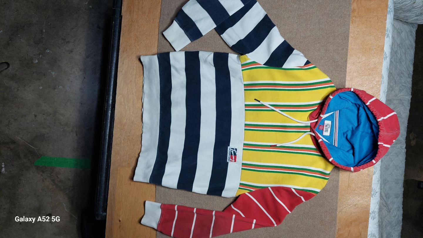 Vintage Tommy Hilfiger Denim Multi-coloured Striped Hoodie