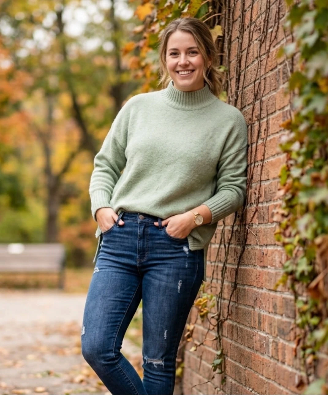 Sage Green Mock Neck Knit Sweater