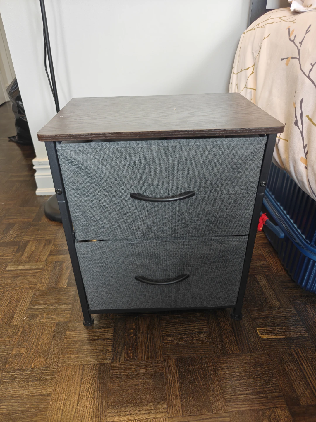 Two-Drawer Fabric Bedside Table