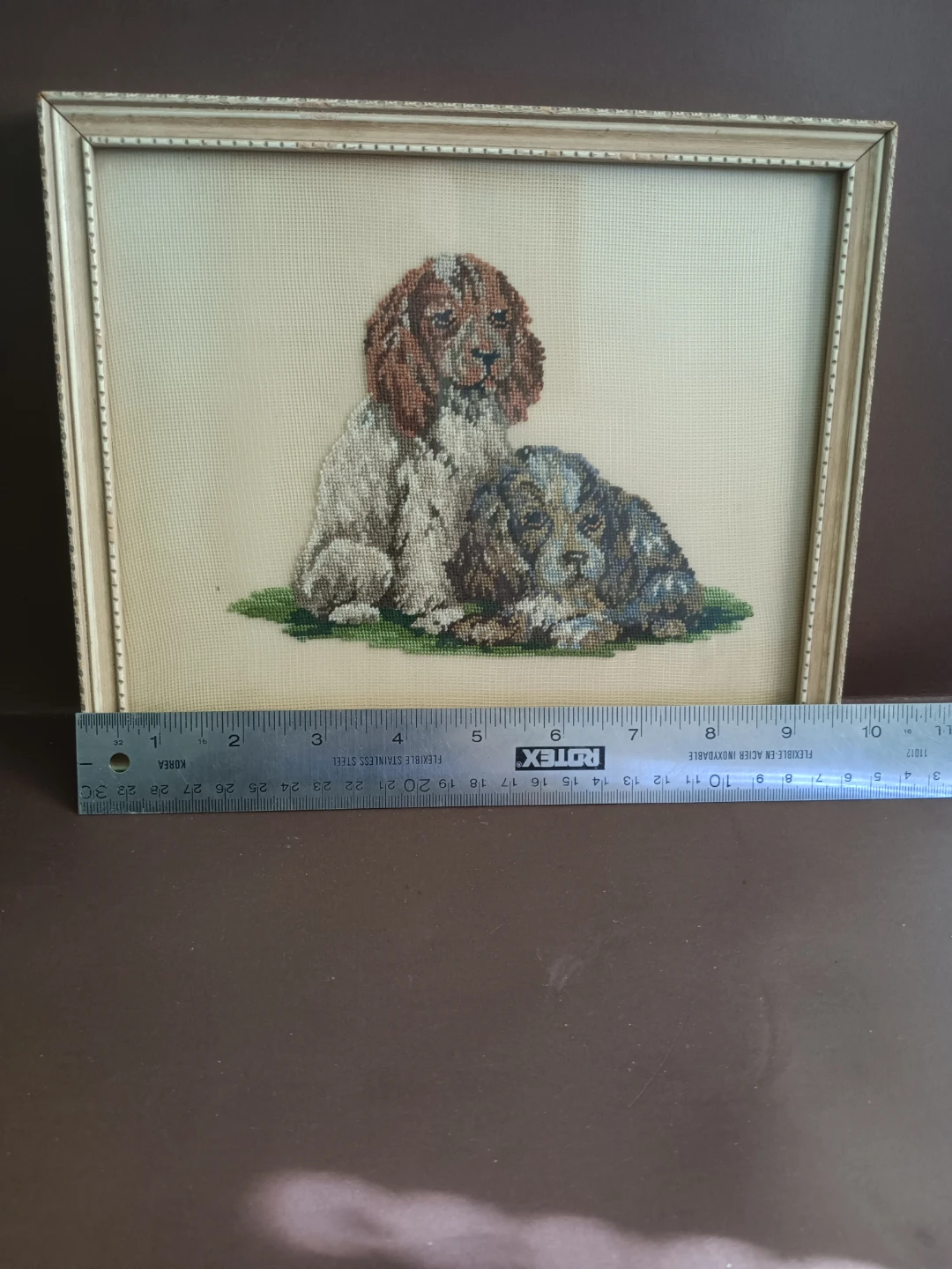 Vintage Framed Cross-Stitch Dog Art - photo 2
