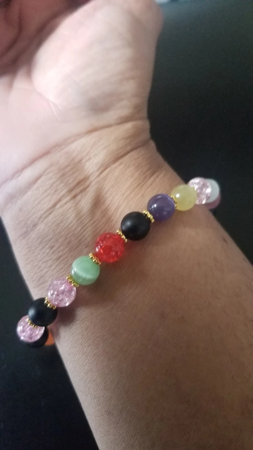 Multi-coloured gemstone bead bracelet