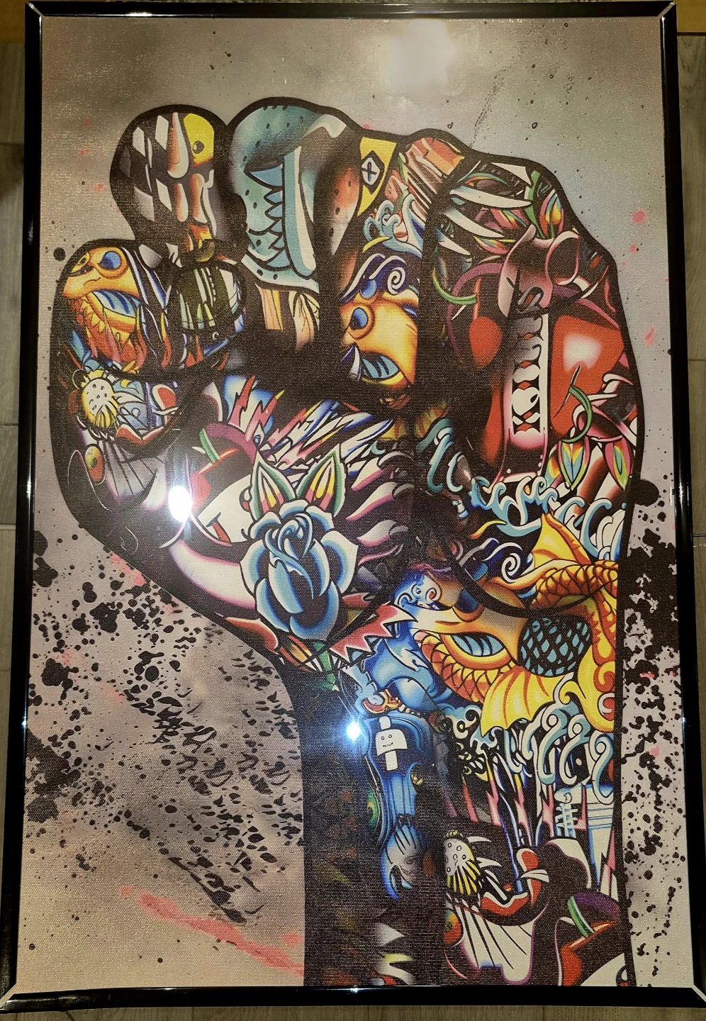 Vibrant Graffiti Style Wall Art Print on Canvas Framed 20"x28" - photo 2