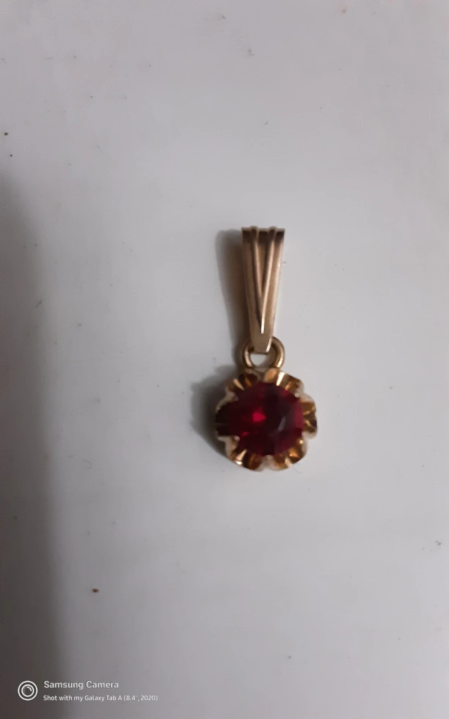 Gold and Ruby Stone necklace  14 k  solid gold