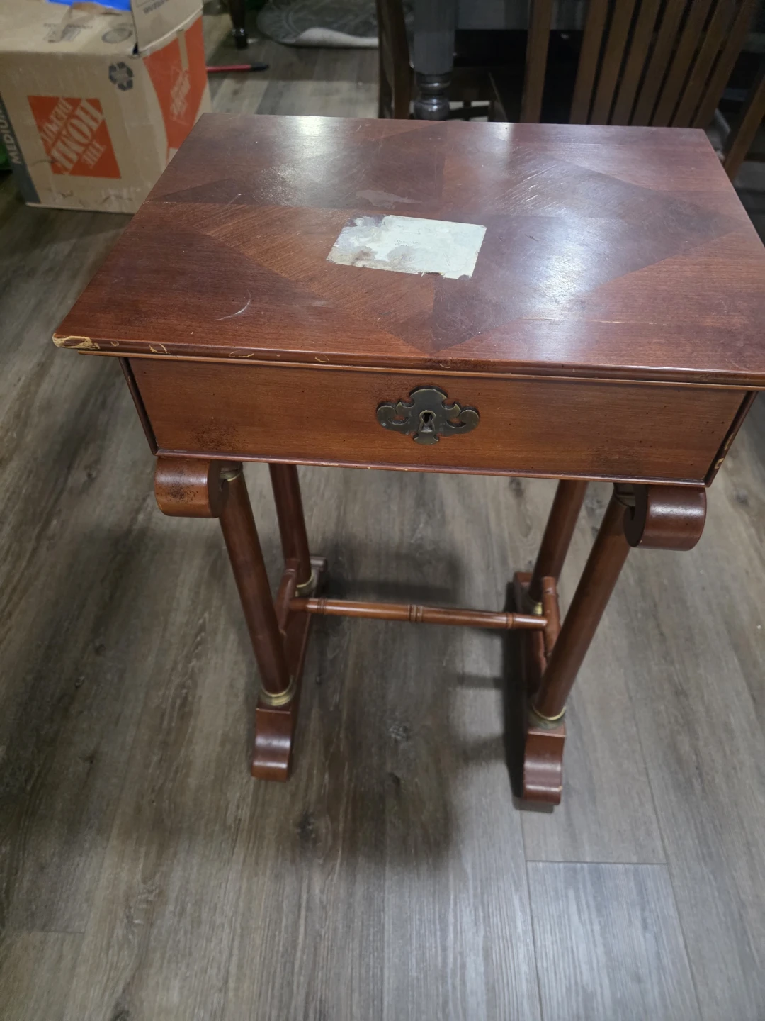 Vintage Mahogany Side Table with Drawer - photo 4