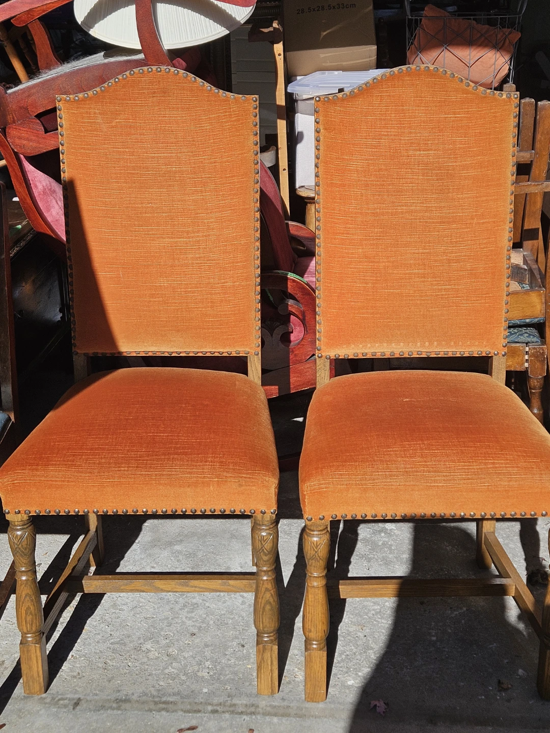 Set of Two Orange Upholstered Dining Chairs - photo 3