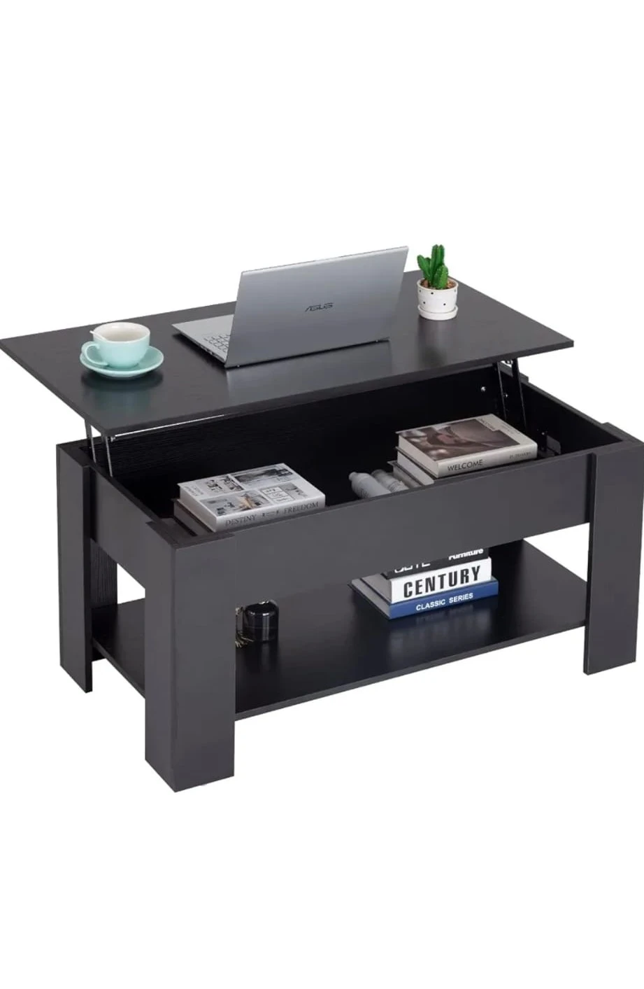 Black Lift-Top Coffee Table with Storage - photo 4