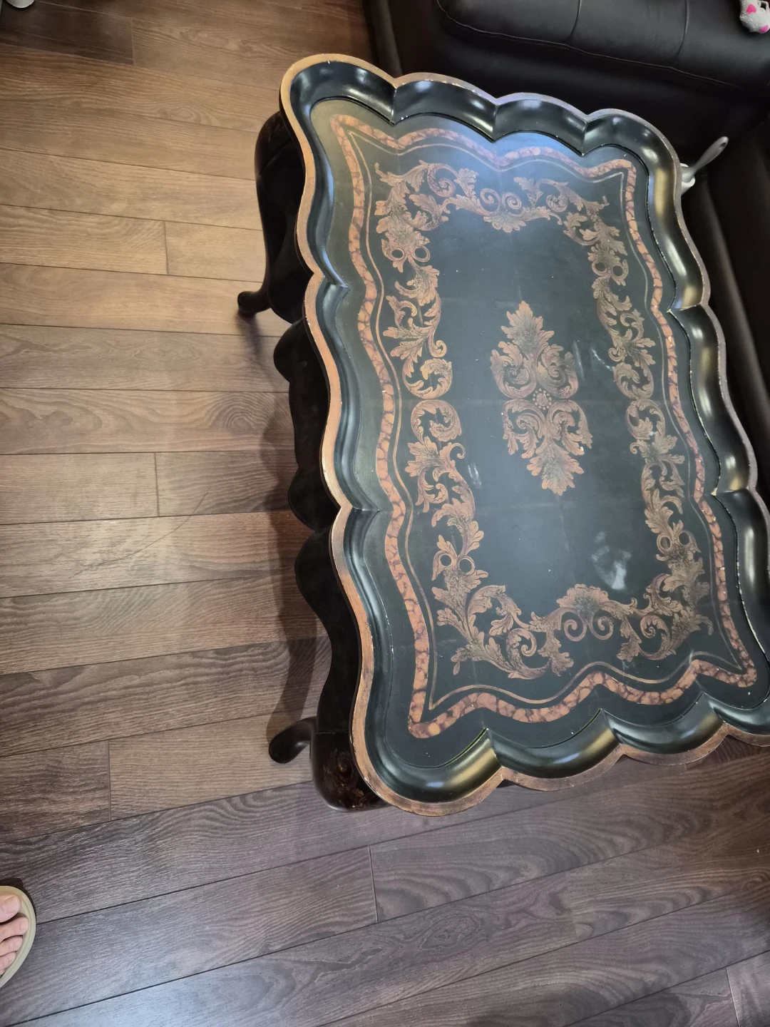 Ornate Black and Gold Coffee Table - photo 4