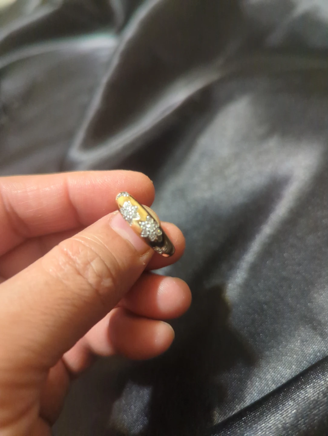 Gold Tone Floral Ring with Small Stones - photo 4