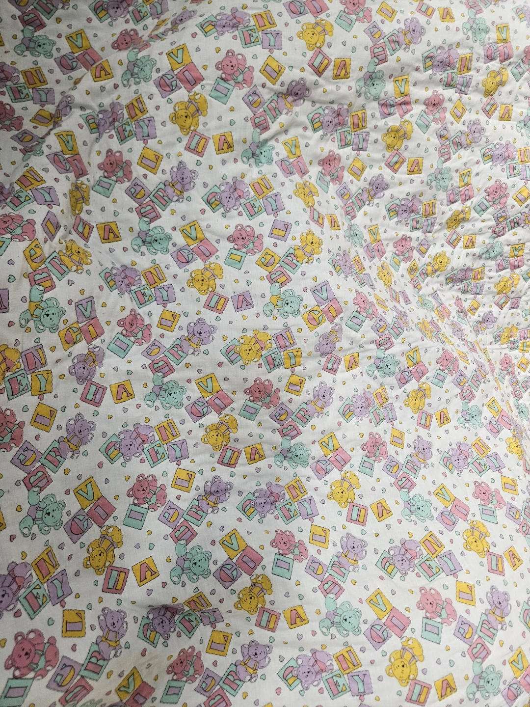 Handmade Teddy Bear Print Baby Quilt
