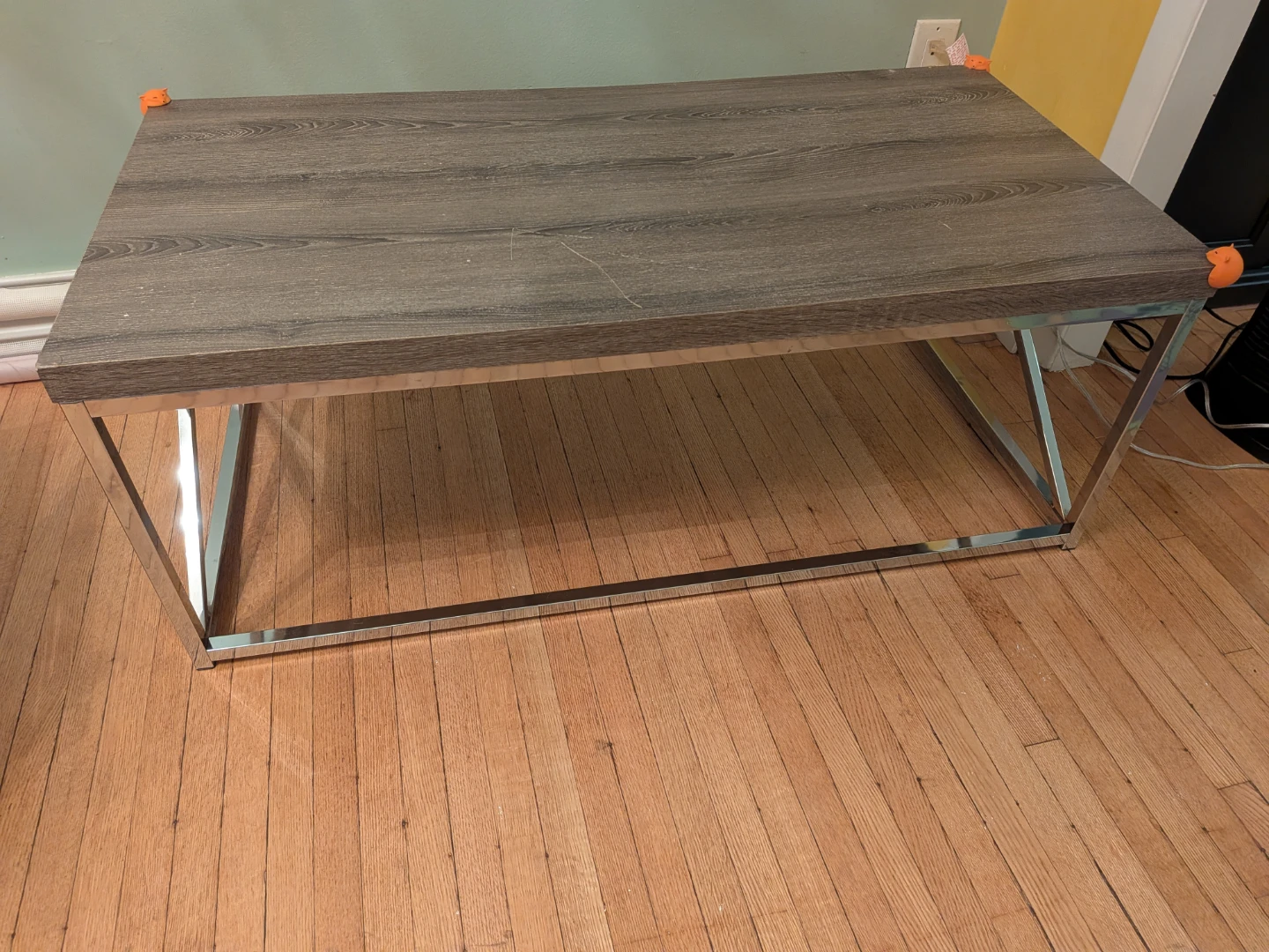 Grey Wood Coffee Table with metal frame